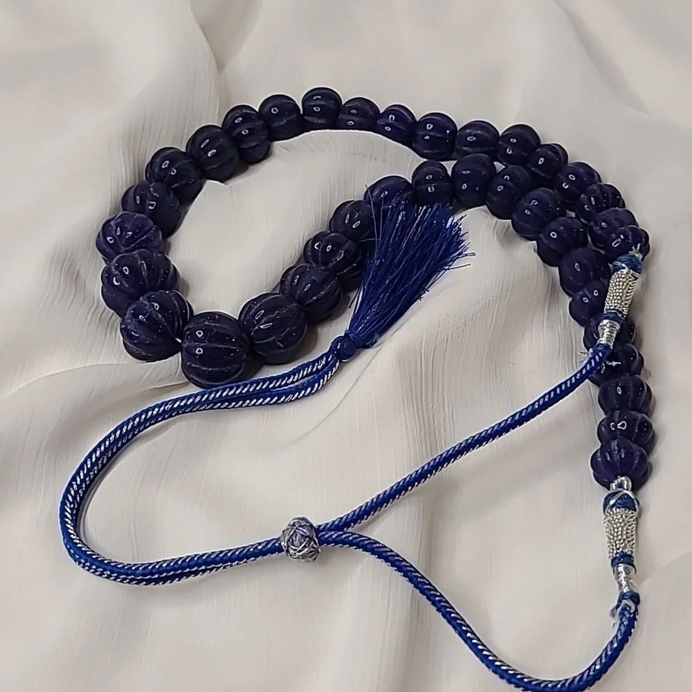 Sapphire Carved Bead Necklace